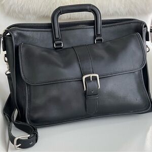 COACH Harrison 5283 Vintage Black Leather Unisex Briefcase Bag Made in USA